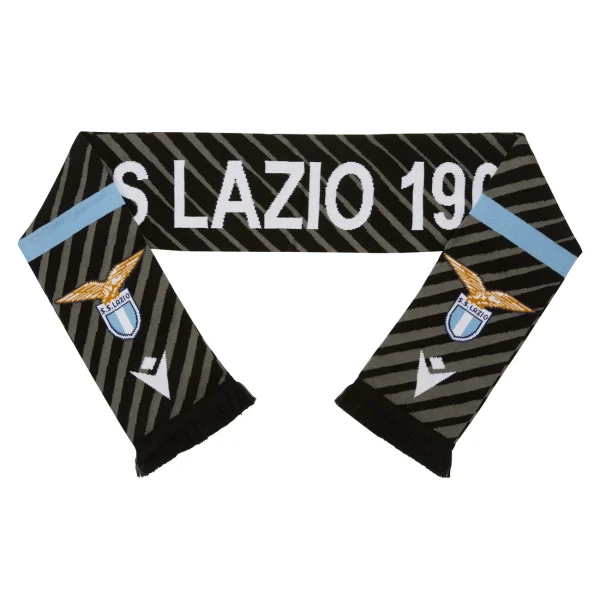 Remise 🧨 Football Adulte Macron Echarpe Doublée Lazio Rome 2020/21 NOIR ⌛ grande marque pas cher 1